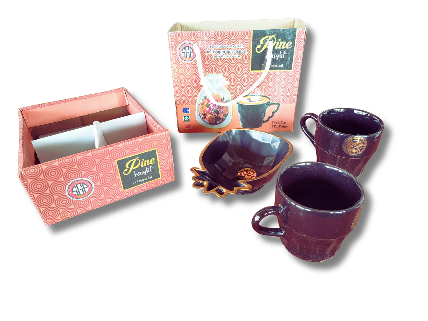 Pack of 2 Pcs. Cup with 1 Platter (Black, Cup and Saucer Set)