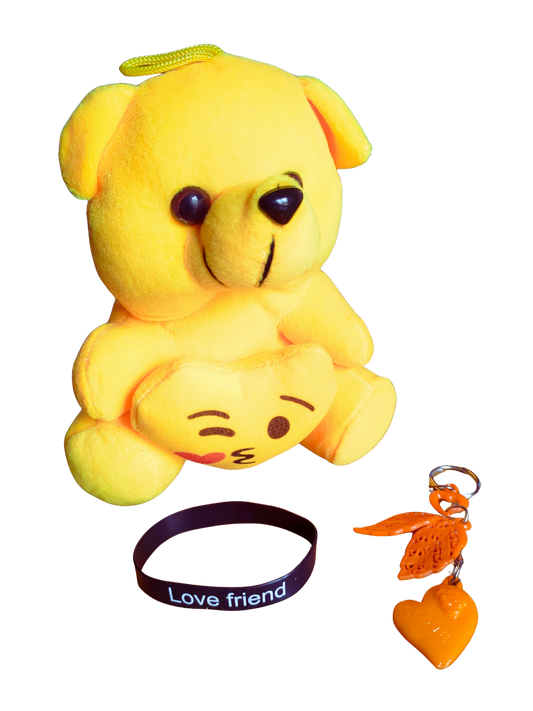 Friendship Day Gift - Friendship Day Band, Yellow Soft Teddy & Key Chain